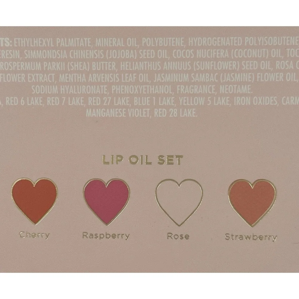 Juicy Couture Lip Oil Set 4 Pc Cherry Raspberry Rose Strawberry Heart Gift NWT